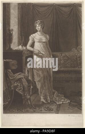 Madame Talleyrand. Artist: Nach baron François Gérard (Französisch, Rom 1770-1837 Paris). Abmessungen: Platte: 26 5/8 x 17 1/8 in. (67,6 × 43,5 cm) Blatt: 27 1/4 x 17 3/4 in. (69,2 × 45,1 cm). Engraver: William Dickinson (British, 1746-1823). Sitter: Madame Charles Maurice de Talleyrand Périgord (Französisch, 1761-1835). Datum: Ca. 1808. Museum: Metropolitan Museum of Art, New York, USA. Stockfoto