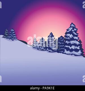 Winter Wald, Landschaft, Sonnenaufgang, Sonnenuntergang, Vektor Stock Vektor