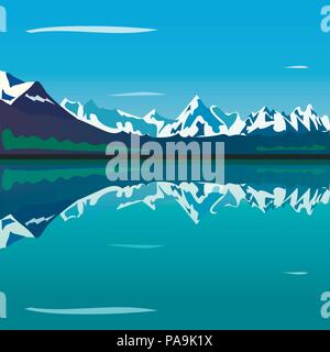 Landschaft. Der See und die Winter in den Bergen, Vektor Stock Vektor