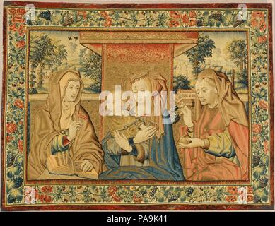 Die Heilige Familie mit der Hl. Anna. Kultur: Süden Niederländischen. Abmessungen: Insgesamt: 41 3/4 x 55 in. (106,1 x 139,7 cm) Gerahmt: 45 1/2 x 58 1/2 x 3 3/4 in. (115,6 x 148,6 x 9,5 cm). Datum: Ca. 1500. Museum: Metropolitan Museum of Art, New York, USA. Stockfoto