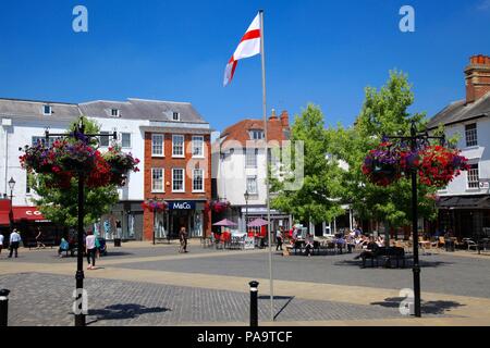 Abingdon Oxfordshire UK Gebäuden rund um den Marktplatz Sommer 2018 Stockfoto