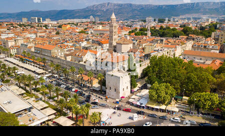 Luftbild der Altstadt von Split, dem historischen Zentrum der Stadt Split, Kroatien Stockfoto