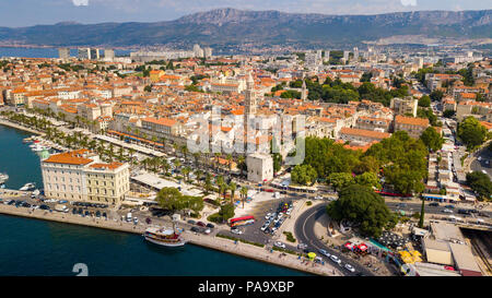 Luftbild der Altstadt von Split, dem historischen Zentrum der Stadt Split, Kroatien Stockfoto