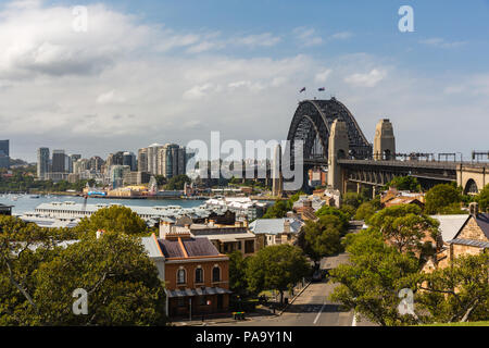 Sydney Harbour Bridge von Sydney Observatory, Sydney, Australien gesehen Stockfoto