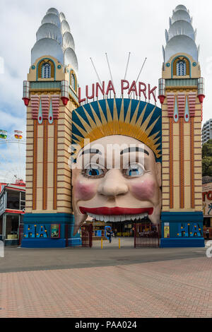 Das Gesicht der Luna Park, Milson's Point, Sydney, Australien Stockfoto