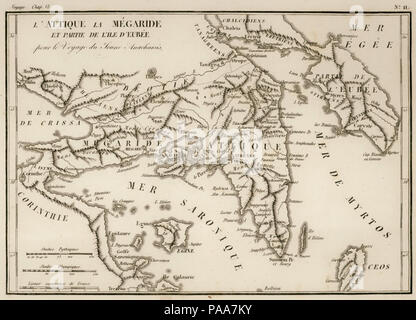 162 L'Attique, la Mégaride et Partie de l'Ile d'Eubée pour le Voyage du Jeune Anacharsis - Jean-Jacques Barthélemy - 1832 Stockfoto