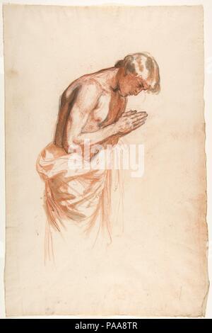 Studie für Clovis (Mitte registrieren; Studie für die Wandmalereien in der Kapelle Saint Remi, Sainte-Clotilde, Paris, 1858). Artist: Isidore Pils (Französisch, Paris 1813/15-1875 Douarnenez). Abmessungen: 18 5/8 x 12 in. (46,7 x 30,5 cm). Datum: 19. Museum: Metropolitan Museum of Art, New York, USA. Stockfoto