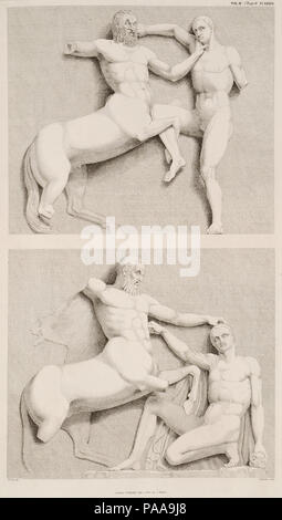 172 Metopen von der Südseite des Parthenon - Centauromachy (3) - Stuart James&amp; Nicholas Revett - 1816 Stockfoto