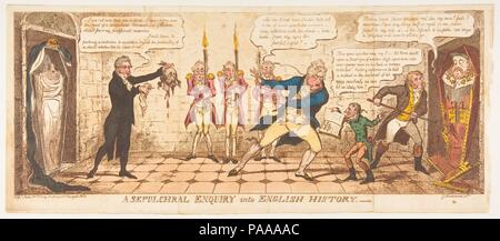 Ein Anfrage in Englisch Geschichte. Artist: George Cruikshank (Briten, London 1792-1878 London). Maße: Blatt: 8 5/8 x 20 1/4 in. (21,9 x 51,4 cm). Herausgeber: M. [oder W. N.] Jones (London). Datum: Juni 1, 1813. Museum: Metropolitan Museum of Art, New York, USA. Stockfoto