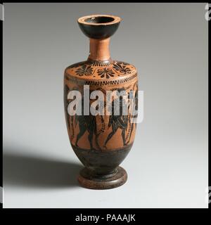 Lekythos. Kultur: Griechisch, Dachboden. Abmessungen: H.10 cm. (26,4 cm). Datum: 6. Jahrhundert v. Chr.. Museum: Metropolitan Museum of Art, New York, USA. Stockfoto