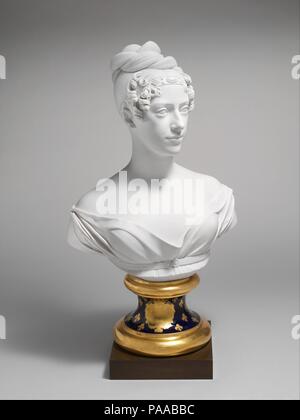 Die duchesse de Berry. Artist: Nach einem Original von Henri Joseph Ruxthiel (1775-1837). Kultur: Französisch, Paris. Maße: Gesamt, auf Bronze Sockel: 27 1/2 x 15 1/8 x 9 1/2 in. (69,9 × 38,4 × 24,1 cm). Manufaktur: Denuelle factory (Französisch). Datum: Ca. 1820. Diese Büste erscheint das ambitionierteste Stück Porzellan hergestellt durch die Pariser Werk von Auguste Dominique Denuelle werden. Es ist auf einem Marmor Büste auf der Grundlage des Bildhauers Henri Joseph Ruxtheil (1755-1837) und schildert Marie-Caroline, die Herzogin von Berry. Eine Tochter von König Franz I. der beiden Sizilien, Marie-Caroline heiratete Charles Ferdina Stockfoto