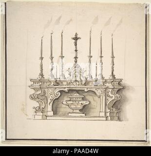 Design für einen Altar mit sechs großen Kandelaber. Artist: Anonyme, Italienisch, Piemont, 18. Abmessungen: 9 x 9 7/16 in. (22,8 x 23,9 cm). Datum: 1700-1780. Museum: Metropolitan Museum of Art, New York, USA. Stockfoto