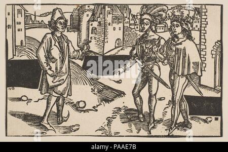 Andria, aus der Comedie von Terence, 19. Jahrhundert erneut drucken. Künstler: Albrecht Dürer (Deutsch, Nürnberg 1471-1528 Nürnberg). Maße: Blatt: 3 1/2 x 5 5/8 in. (8,9 x 14,3 cm). Datum: n. d.. Museum: Metropolitan Museum of Art, New York, USA. Stockfoto