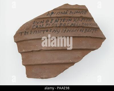 Ostrakon. Kultur: Koptischen. Abmessungen: 5 5/16 x 3 15/16 in. (13,5 x 10 cm). Datum: 7. Museum: Metropolitan Museum of Art, New York, USA. Stockfoto