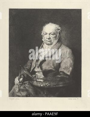 Portrait von Francisco Goya. Künstler: Louis Lucas (Französisch, aktive 1878-88); Nach Vicente López y Portaña (Spanisch, Valencia, Madrid, 1772-1850). Maße: Blatt: 11 3/4 x 9 1/8 in. (29,9 × 23,1 cm) Platte: 9×7 5/16 in. (22,8 × 18,6 cm). Sitter: Goya (Francisco de Goya y Lucientes) (Spanisch, Fuendetodos 1746-1828 Bordeaux). Datum: 1879. Museum: Metropolitan Museum of Art, New York, USA. Stockfoto