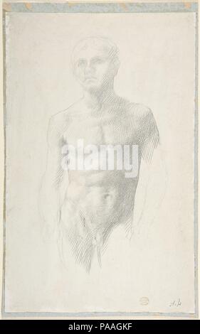 Studie einer Figur. Artist: Alphonse Legros (Französisch, Dijon 1837-1911 Watford, Hertfordshire). Abmessungen: 14 7/16 x 9 in. (36,7 x 22,8 cm). Datum: 1837-1911. Museum: Metropolitan Museum of Art, New York, USA. Stockfoto