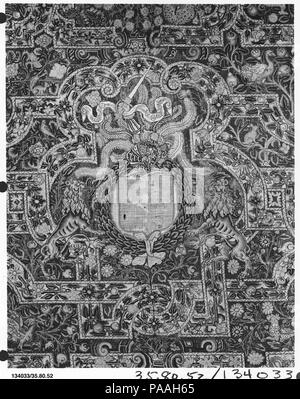 Tisch decken. Kultur: Britische. Abmessungen: H.67x W. 139 3/4 Zoll (170,2 x 355 cm). Datum: Letztes Viertel des 16. Jahrhunderts. Museum: Metropolitan Museum of Art, New York, USA. Stockfoto