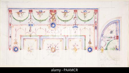 Design für eine bemalte Decke. Artist: Anonyme, Italienisch, 19. Abmessungen: 5-1/4 x 10-1/8-in. Datum: 1825-75. Museum: Metropolitan Museum of Art, New York, USA. Stockfoto