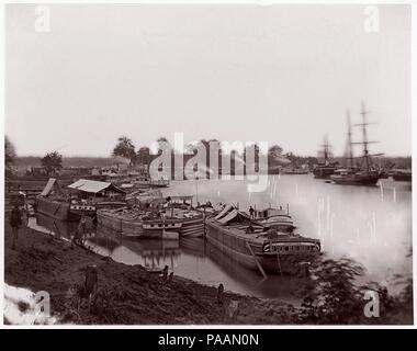 Weiße Haus Landung, Pamunkey River. Artist: Timothy H. O'Sullivan (American, geboren in Irland, 1840-1882). Abmessungen: 13,1 x 20,2 cm (5 3/16 x 7 15/16 in. ). Ehemalige Attribution: Ehemals zugeschrieben, Mathew B. Brady (American, geboren in Irland, 1823?-1896 New York). Datum: 1861-65. Museum: Metropolitan Museum of Art, New York, USA. Stockfoto