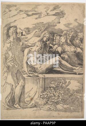 Grablegung. Artist: Parmigianino (Bernart) (Italienisch, Parma Casalmaggiore 1503-1540). Abmessungen: Platte: 12 15/16 x 9 7/16 in. (32,9 x 24 cm) Blatt: 13 1/16 x 9 5/8 in. (33,2 x 24,4 cm). Datum: n. d.. Museum: Metropolitan Museum of Art, New York, USA. Stockfoto