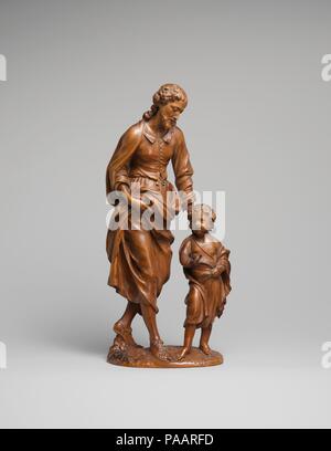 Saint Joseph und das Jesuskind. Artist: zugeschrieben, Nicolaas van der Veken (Flämisch, Mechelen Mechelen 1637-1709). Kultur: Flämisch, Malines (Mechelen). Abmessungen: Insgesamt: 10 11/16 x 4 13/16 x 2 5/16 in. (27,1 × 12,2 × 5,9 cm). Datum: Zweite Hälfte 17. Jahrhundert. In der Zeit des Barock die Jesuiten gefördert von der Verehrung des Erdendaseins Christi Vater als aktive, junge Eltern und betrachtet ihn als Vorbild für die Ehemänner und Väter zu imitiert werden. Künstler wurden angeregt, den Gläubigen zu helfen, Aspekte von Josephs Leben aus den knappen Beschreibungen in den Evangelien, so wie dieser fehlenden elegant vorstellen Stockfoto