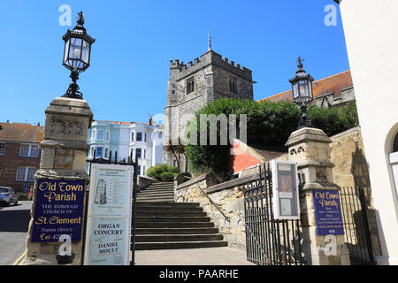 Die Altstadt Pfarrkirche St. Clements, in Hastings, an der Südküste, in East Sussex, Großbritannien Stockfoto