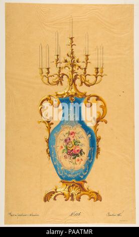 Design für eine Porzellan Kandelaber. Künstler: Anonym, Französisch, 19. Maße: Blatt: 17 5/8 x 10 5/8 in. (44,8 x 27 cm). Datum: 19. Museum: Metropolitan Museum of Art, New York, USA. Stockfoto