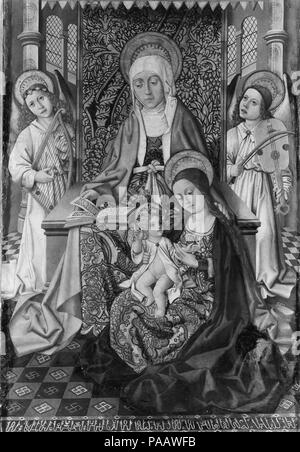 Saint Anne thront mit der Jungfrau und Kind. Artist: Osma Master (Spanisch, Spanisch, Ca. 1500). Abmessungen: 59 x 32 in. (149,9 x 81,3 cm). Museum: Metropolitan Museum of Art, New York, USA. Stockfoto