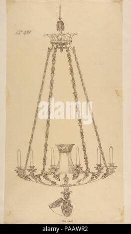 Design für einen Kronleuchter. Künstler: Anonym, Französisch, 19. Maße: Blatt: 16 7/8 x 9 1/8 in. (42,8 x 23,2 cm). Datum: 19. Museum: Metropolitan Museum of Art, New York, USA. Stockfoto