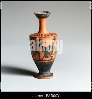 Lekythos. Kultur: Griechisch, Dachboden. Abmessungen: H.4 3/16 in. (10,6 cm). Termin: Anfang 5. Jahrhundert v. Chr.. Museum: Metropolitan Museum of Art, New York, USA. Stockfoto