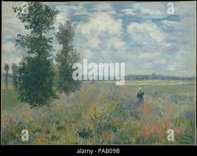 Mohnfelder in der Nähe von Argenteuil. Künstler: Claude Monet (Französisch, Paris 1840-1926 Giverny). Abmessungen: 21 1/4 x 29 in. (54 x 73,7 cm). Datum: 1875. Diese Arbeit ist eine von vier ähnlichen Blick auf die Ebene von Gennevilliers, gerade südöstlich von Argenteuil, die Monet im Sommer 1875 durchgeführt. Er malte das Thema zwei Jahre zuvor in die gefeierte <i> Mohnblumen in der Nähe von Argenteuil</i> (Musée d'Orsay, Paris). Museum: Metropolitan Museum of Art, New York, USA. Stockfoto