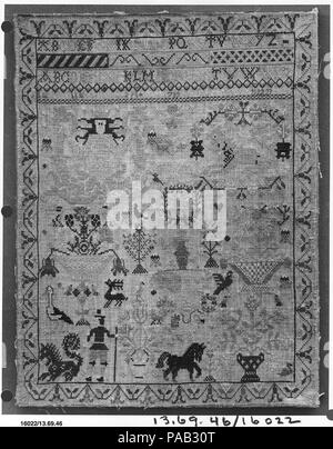 Sampler. Kultur: Deutsch. Abmessungen: H 17 x W 13 Zoll (43,2 x 33 cm). Datum: 1765. Museum: Metropolitan Museum of Art, New York, USA. Stockfoto