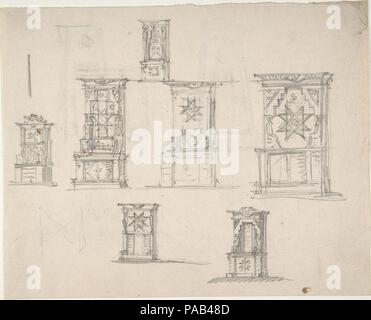 Design Studien für Denkmäler. Artist: Anonym, Deutsch, aus dem 19. Jahrhundert zugeschrieben. Maße: Blatt: 7 3/8 x 9 3/16 in. (18,7 x 23,4 cm). Datum: 19. Museum: Metropolitan Museum of Art, New York, USA. Stockfoto