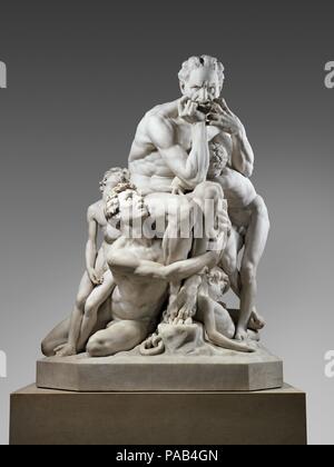 Ugolino und seine Söhne. Künstler: Jean-Baptiste Carpeaux (Französisch, Valenciennes 1827-1875 Courbevoie). Kultur: Französisch, Paris. Abmessungen: Insgesamt (bestätigt): 77 3/4 x 59 × 43 cm, 4955 lb. (197,5 × 149,9 × 110,5 cm, 2247.6 kg); Sockel (wt. bestätigt): 3759 lb. (1705.1 kg). Datum: 1865-67. Der Gegenstand dieser intensiv Romantische Arbeit ist von Canto XXXIII von "Dante's Inferno", das beschreibt, wie die Pisaner Verräter Graf Ugolino Della Gherardesca, seine Kinder und sein Enkel im Jahre 1288 inhaftiert waren und starben an Hunger abgeleitet. Die carpeaux visionäre Statue, die in 1865-67 ausgeführt wird, spiegelt die Kunst Stockfoto