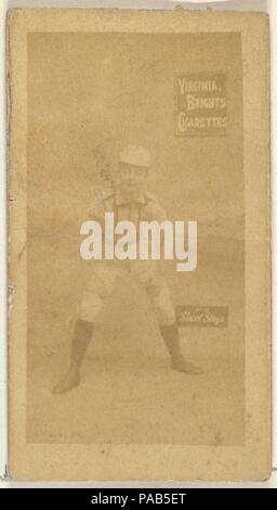 Shortstop, aus dem Mädchen Baseball Spieler-Serie (N48, Typ 2) für Virginia Brights Zigaretten. Maße: Blatt: 2 3/4 x 1 3/8 in. (7 x 3,5 cm). Herausgeber: Herausgegeben von Allen&Ginter (Amerikanische, Richmond, Virginia). Datum: 1886. Handel Karten aus dem "Mädchen Baseball Spieler'-Reihe (N48), im Jahr 1886, die von Allen&Ginter Virginia Brights und Dixie Zigaretten zu fördern. Es gibt zwei Arten von Karten in der Reihe. Typ 1 zeigt eine weibliche Baseball Spieler in einer Uniform mit einer Polka gepunktete Bib, und oft die Karten sind nummeriert. Typ 2 zeigt eine weibliche Baseballspieler in einem einheitlichen Standard mit Ihrem p Stockfoto