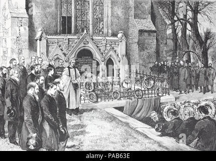 Das Begräbnis des verstorbenen Earl of Beaconsfield, Ankunft der Prozession am Gewölbe, digital verbesserte Reproduktion eines original Holzschnitt Drucken aus dem Jahr 1881 Stockfoto