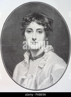 Schöne Frau mit kurzen Haaren, durch Rhilip Henry Calderon, digital verbesserte Reproduktion eines original Holzschnitt Drucken aus dem Jahr 1881 Stockfoto