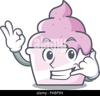Rufen Sie mich an Eis Pappbecher Maskottchen Karikatur Vector Illustration Stock Vektor