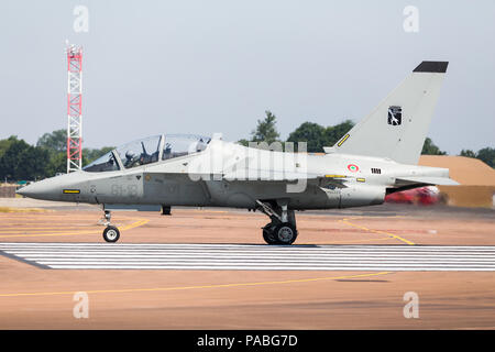 Italienische Luftwaffe T-346 ein Meister auf dem Bild 2018 Royal International Air Tattoo an RAF Fairford in Gloucestershire. Stockfoto