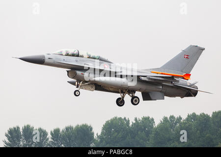 Royal Danish Air Force F-16 auf dem Bild 2018 Royal International Air Tattoo an RAF Fairford in Gloucestershire. Stockfoto