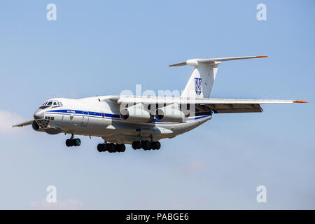 Ukrainische Luftwaffe IL-76 Candid auf dem Bild 2018 Royal International Air Tattoo an RAF Fairford in Gloucestershire. Stockfoto