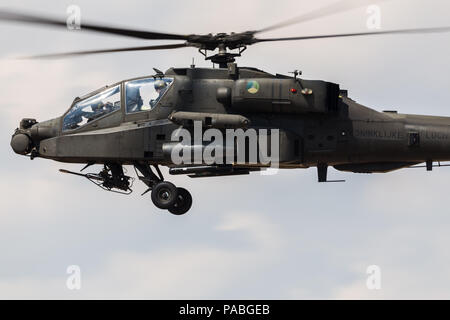 Royal Netherlands Air Force AH-64D Apache auf dem Bild 2018 Royal International Air Tattoo an RAF Fairford in Gloucestershire. Stockfoto