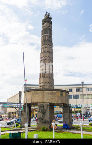 ADDIS ABEBA, Äthiopien - Sep 29, 2011: Denkmal auf dem Meyazia 27 m², die gemeinhin als Arat Kilo bekannt. Es commemorats Äthiopiens Befreiung von Fascis Stockfoto