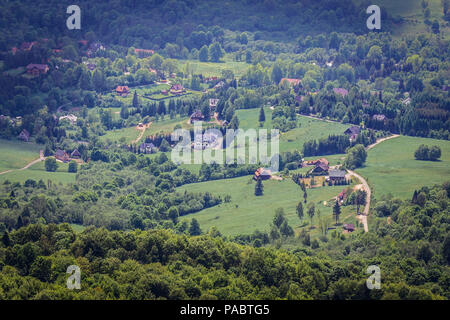 Blick von wetlina Almen in den Westlichen Bieszczady-gebirge in Polen Stockfoto