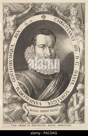 Portrait von Christian IV., König von Dänemark, in Dekoriert Oval. Artist: Jan Muller (Niederländischen, Amsterdam Amsterdam 1571-1628); Remmert Petersen. Abmessungen: 7 5/16 x 4 13/16-in. (18,6 × 12,2 cm). Datum: Ca. 1606. Museum: Metropolitan Museum of Art, New York, USA. Stockfoto