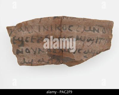 Ostrakon mit einem Buchstaben. Kultur: Koptischen. Abmessungen: 3 9/16 x 1 9/16-in. (9 x 4 cm). Datum: 600. Museum: Metropolitan Museum of Art, New York, USA. Stockfoto