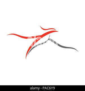 Alten Drachen Phoenix Line Art Vektor Symbol Grafik Logo Design Template Stock Vektor