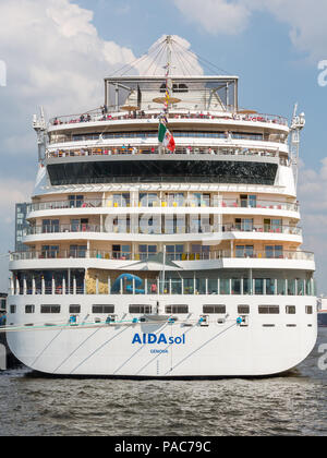 Kreuzfahrtschiff AIDA Sol, Rückansicht, Hamburg Stockfoto