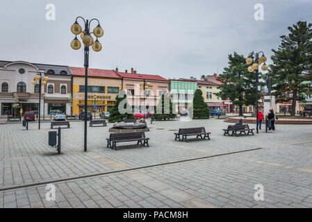 Tomas Masaryk Statue auf dem Marktplatz in der Altstadt in Roznov pod Radhostem Stadt in Südböhmen in der Tschechischen Republik Stockfoto