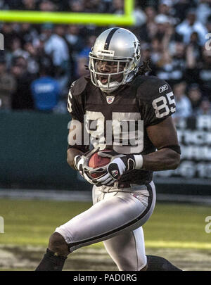 Oakland, Kalifornien, USA. 27 Nov, 2005. Oakland Raiders wide receiver Doug Gabriel (85) am Sonntag, den 27. November 2005 in Oakland, Kalifornien. Die Delphine besiegt die Räuber 33-21. Credit: Al Golub/ZUMA Draht/Alamy leben Nachrichten Stockfoto